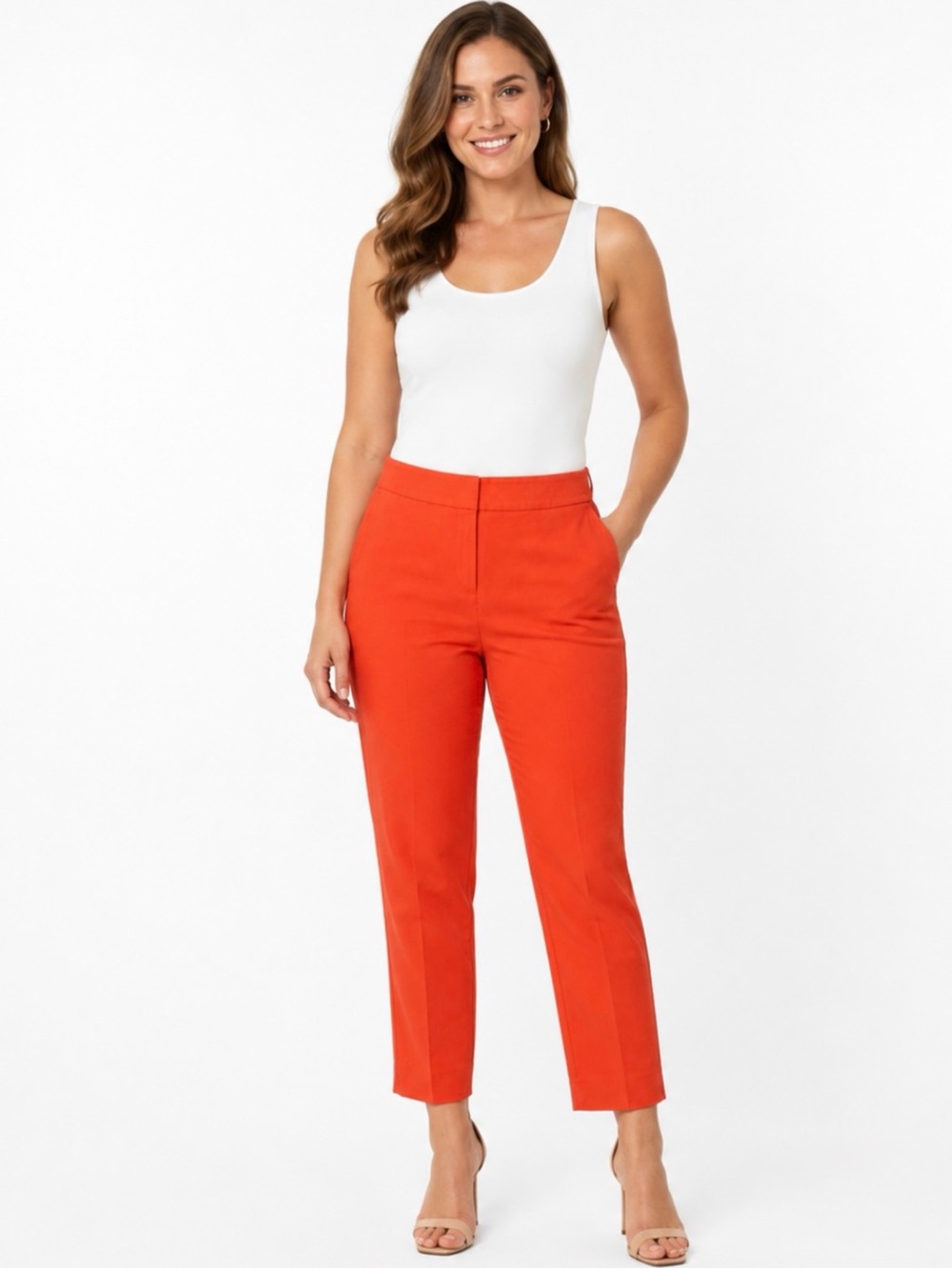 NWT BODEN | Red Orange Richmond 7/8 Ankle Length Trousers Pants Sz. 4 Preppy